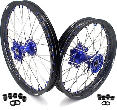 KKE 21/18 Cast Wheels Fit for Yamaha YZ125 YZ250 1999-2026 YZ250F 2001-2026 YZ450F 2003-2026 Enduro Wheels Blue Nipple