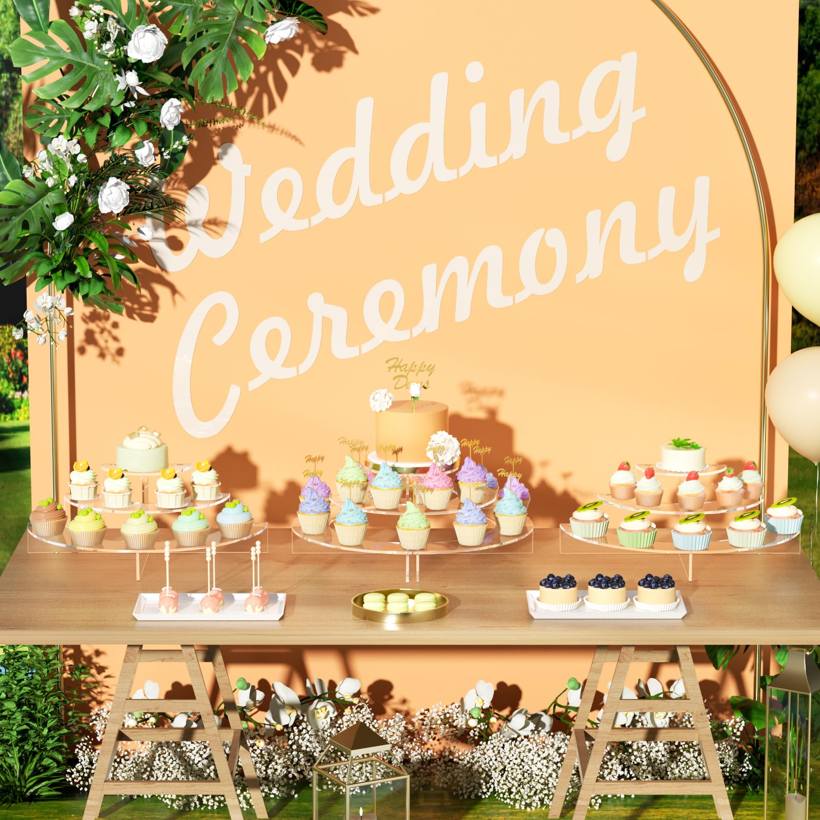 HIIMIEI Dessert Table Display Set, Acrylic Risers for Display, Thickened to 5mm Dessert Stands for Cupcakes Dessert Pastry, Acrylic Food Display Stands for Party Wedding Birthday 1