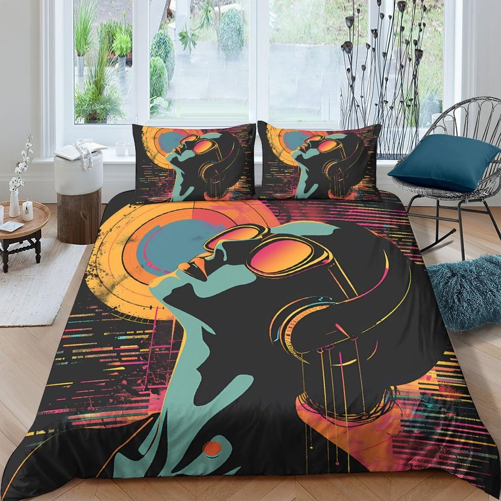 Ctjqhvkz Style-7 3D Printed Retro Sunglasses Fitted Sheet Microfiber Artistic Bed Cover For Bedroom Decor Dustproof Easy Care Single（135X200cm）