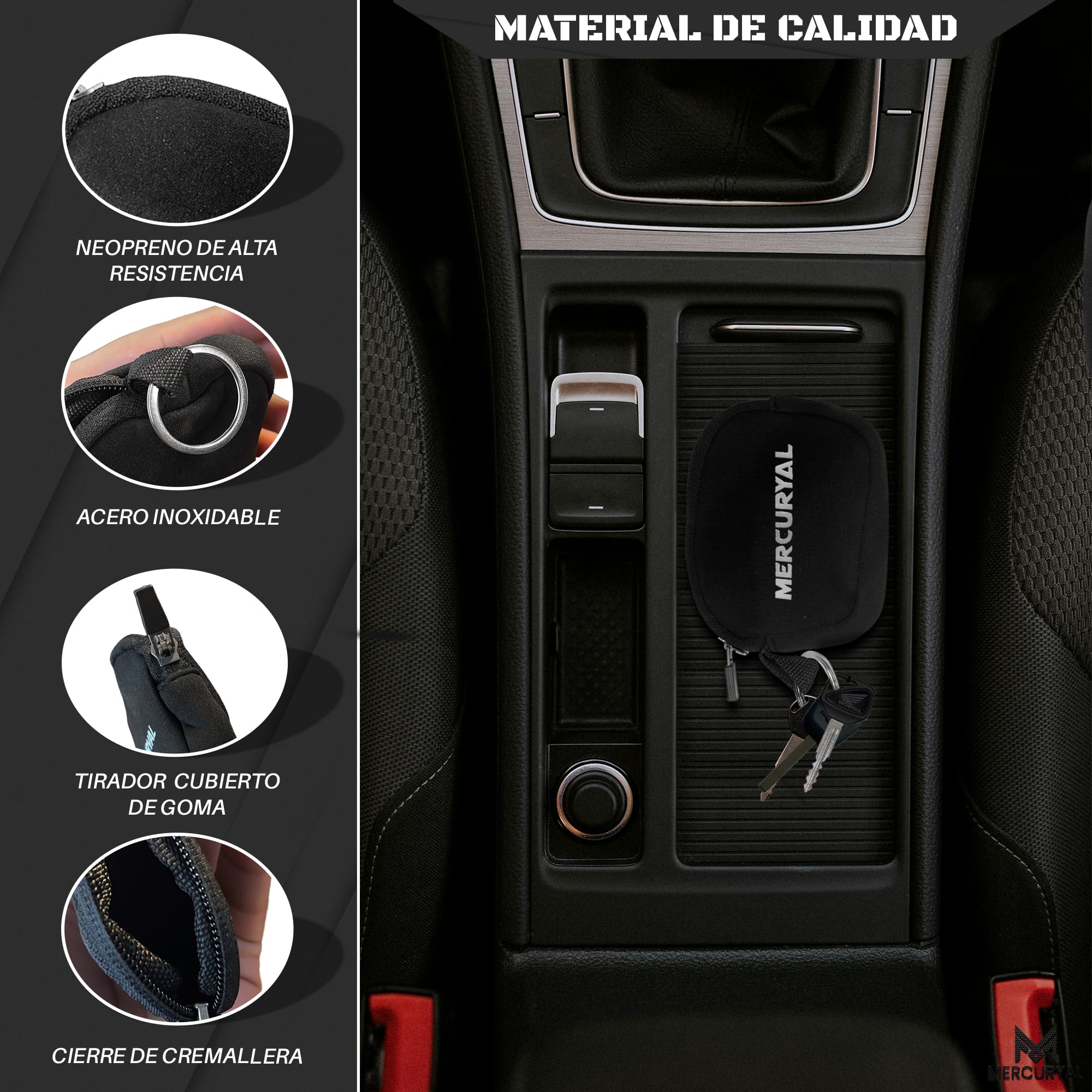 MERCURYAL Llavero Moto de Neopreno Para Guardar Llaves - Accesorios Moto - Llavero Llaves Con Anilla - Accesorios para Moto - Llavero para Moto - Llavero Monedero - 4