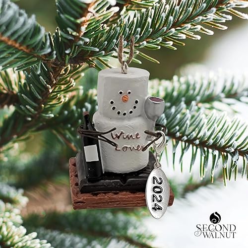 Miniatura 2 de Adorno de Navidad para amantes del vino, regalo único de cata de vinos con etiqueta colgante de año, viene en una caja de regalo, adorno para beber