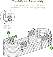 Vista 6 de Best Choice Products Cama de jardín elevada de metal de 8 x 2 x 2 pies, caja ovalada para exteriores, maceta de raíces profundas para verduras