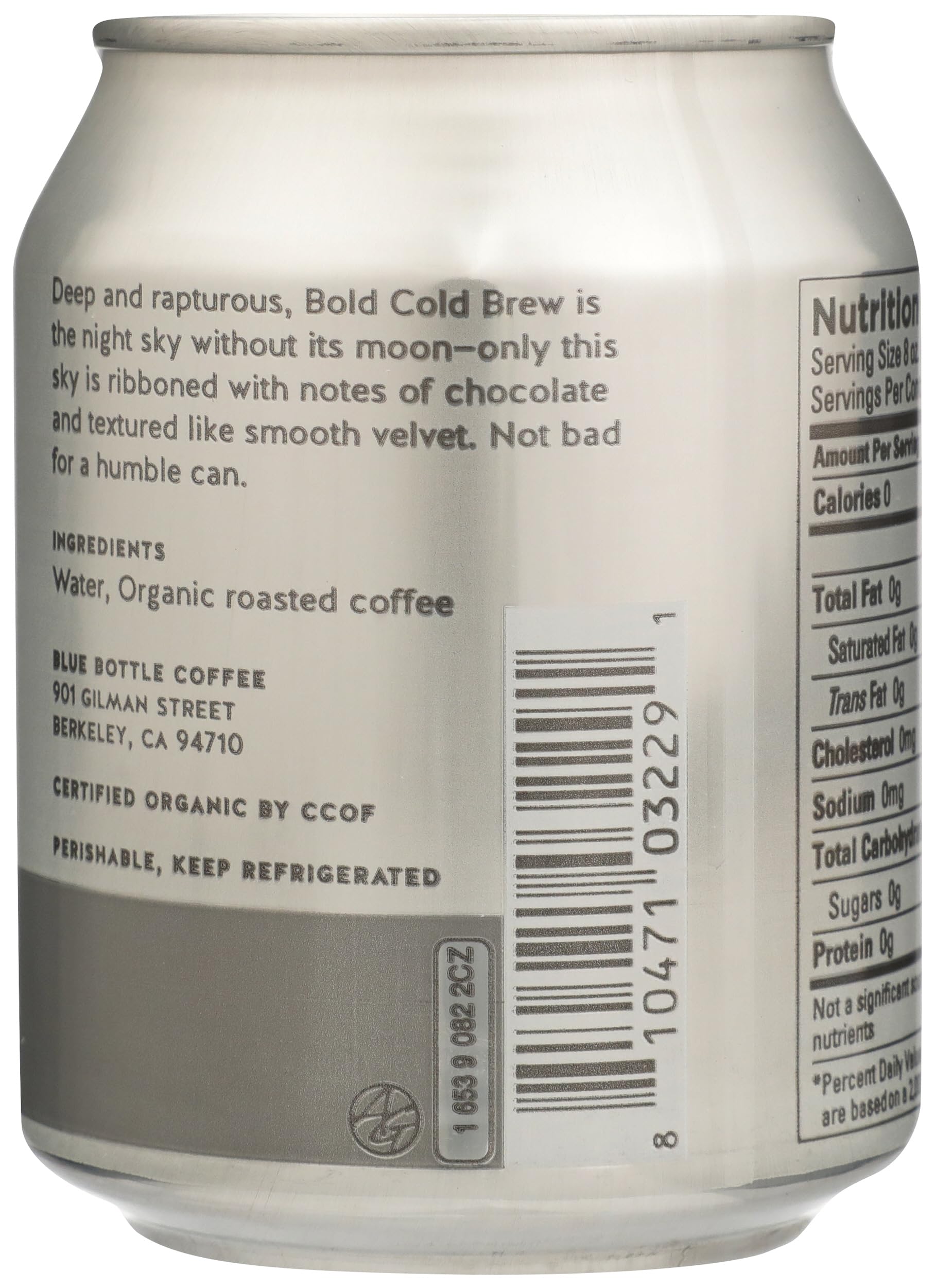 BLUE BOTTLE COFFEE Organic Bold Cold Brewed Coffee, 8 FZ