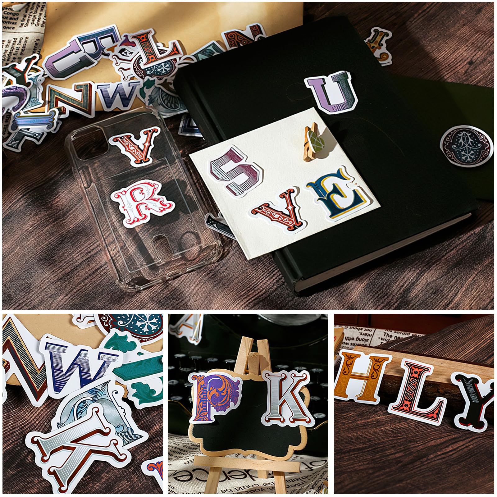 52 Vintage Buchstaben-Aufkleber – Selbstklebend, 43 X 63 Mm, Für Scrapbooking, Laptop & Journale