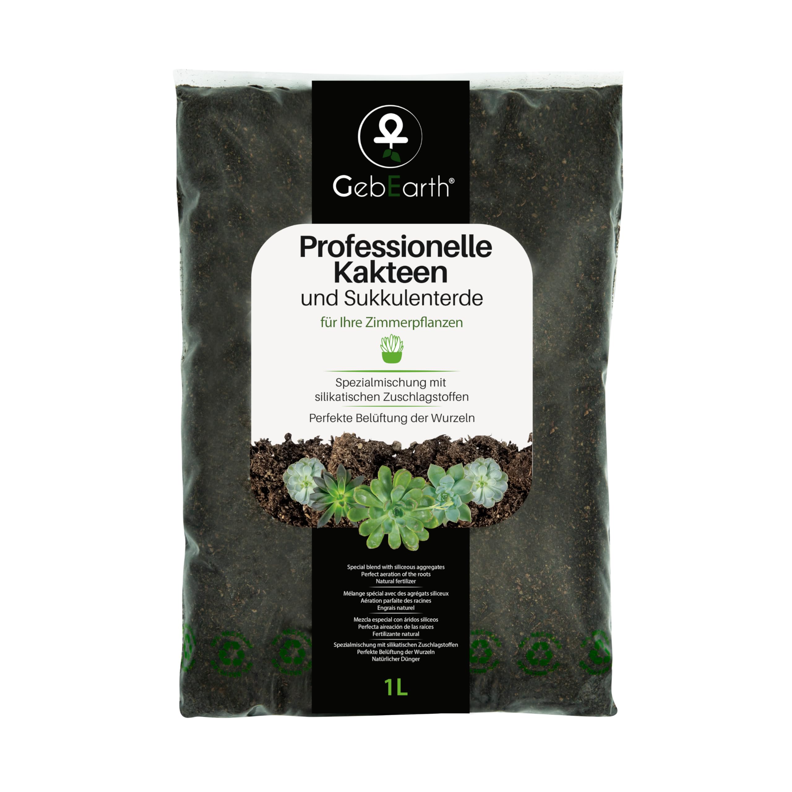 GebEarth® | Kakteenerde und Sukkulentenerde | Ideales Substrat für Kakteen und alle Arten von Sukkulenten 【1 Liter】