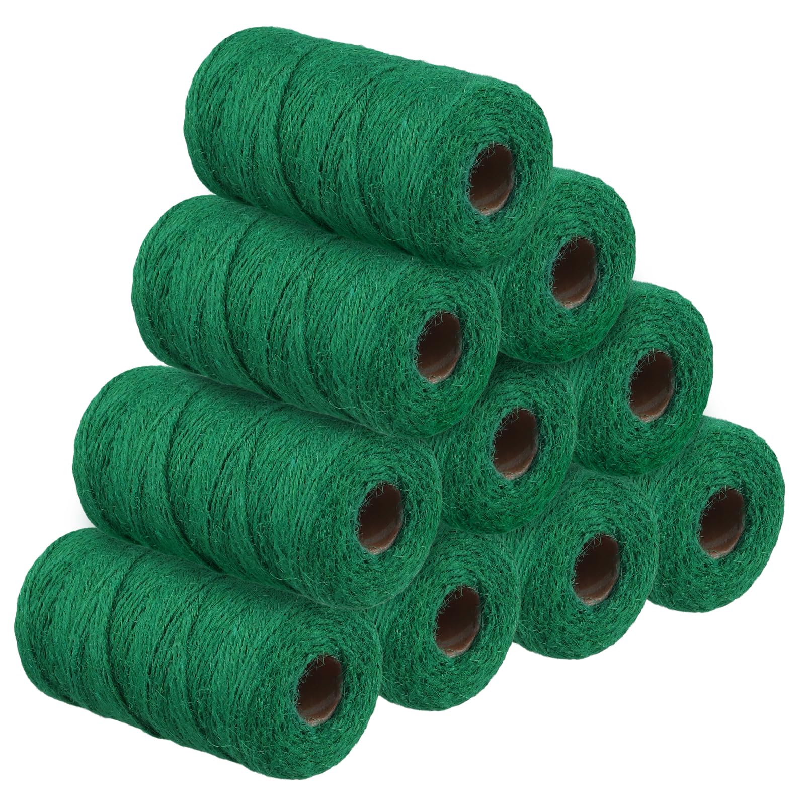 Manchap Green 10 Rolls 2Mm X 100M Garden String, 3 Strands Jute Garden Twine For Diy Gardening And Handicraft Making