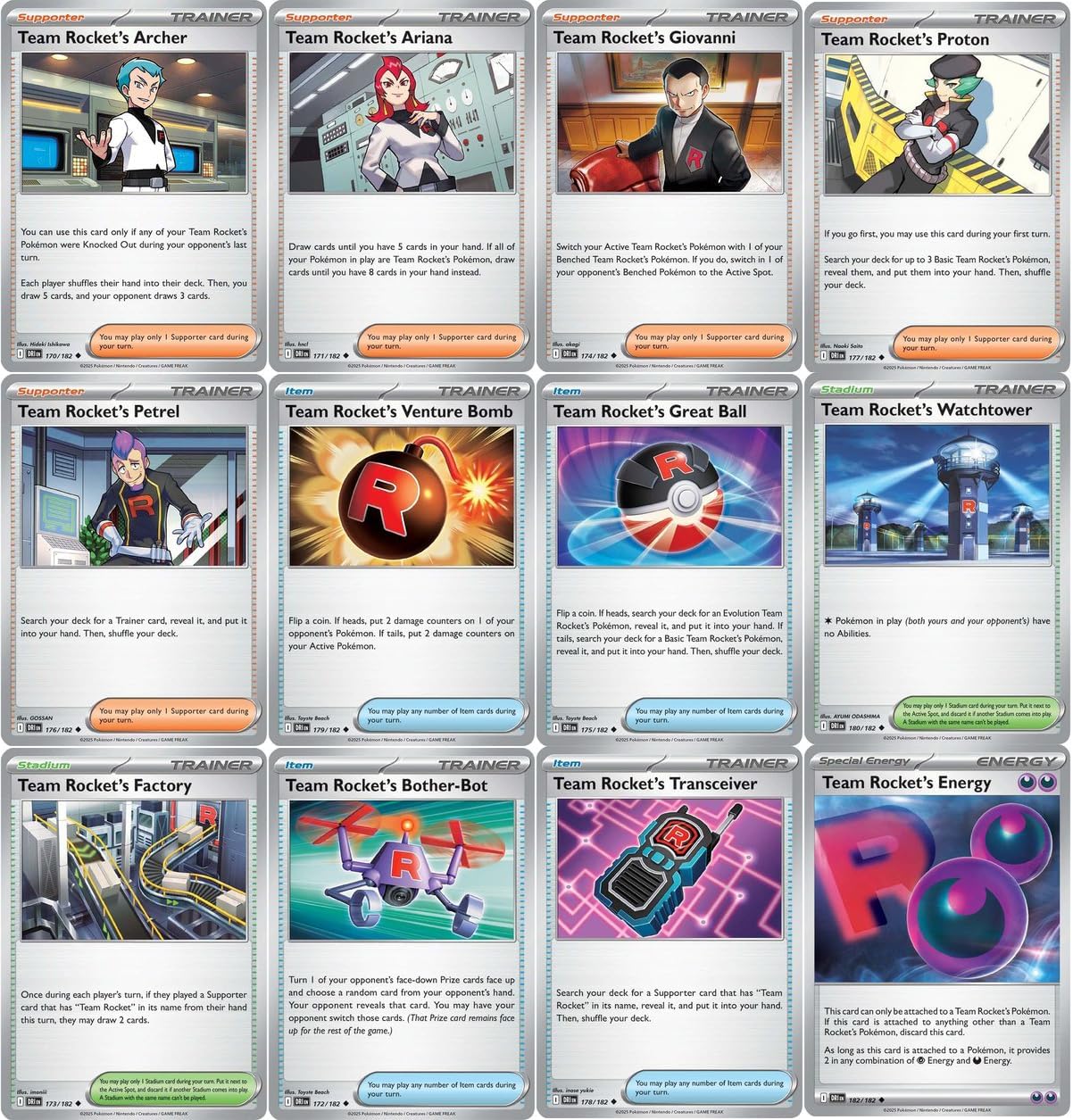 Team Rocket’s Trainer Lot x12 – Destined Rivals Pokemon – Archer Ariana Giovanni Petrel Proton Great Ball – 170/182