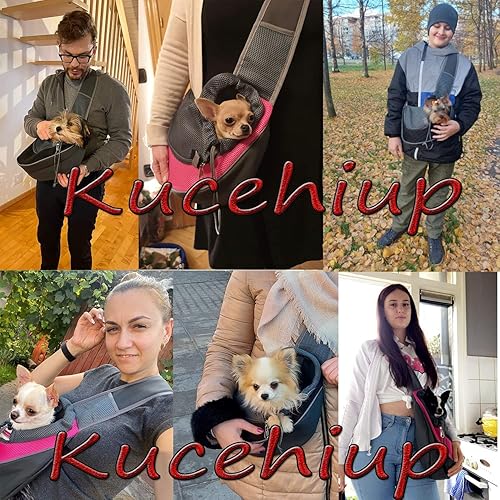 Miniatura 3 de Kucehiup Transportador para perros pequeños y gatos, malla transpirable, bolsa de manos libres (se adapta a mascotas de aproximadamente 3 libras a 6