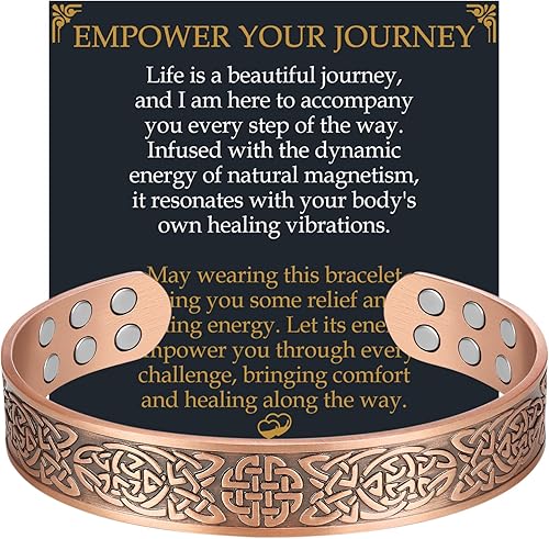 Miniatura 9 de Jecanori Pulseras magnéticas de cobre para hombres y mujeres, pulsera de cobre puro eficaz, brazaletes ajustables