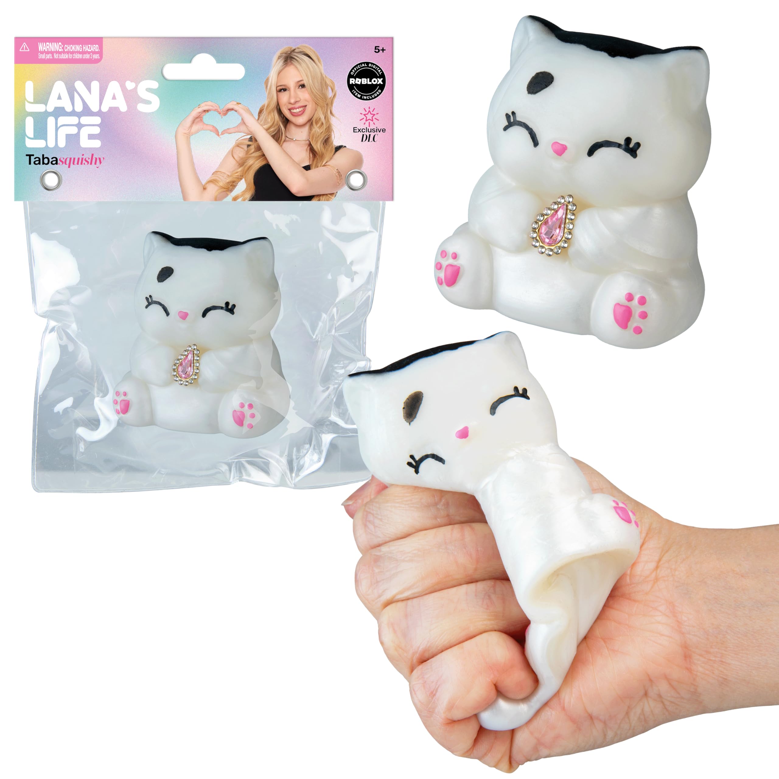 Lana's Life TABA Squishy Milo the Cat - Includes Exclusive DLC Digital Item - Lana Rae Inspired TABA Squishy Toys - Soft Sticky Stress Ball Toys - Fidget Toys and Gifts for Kids, Adults