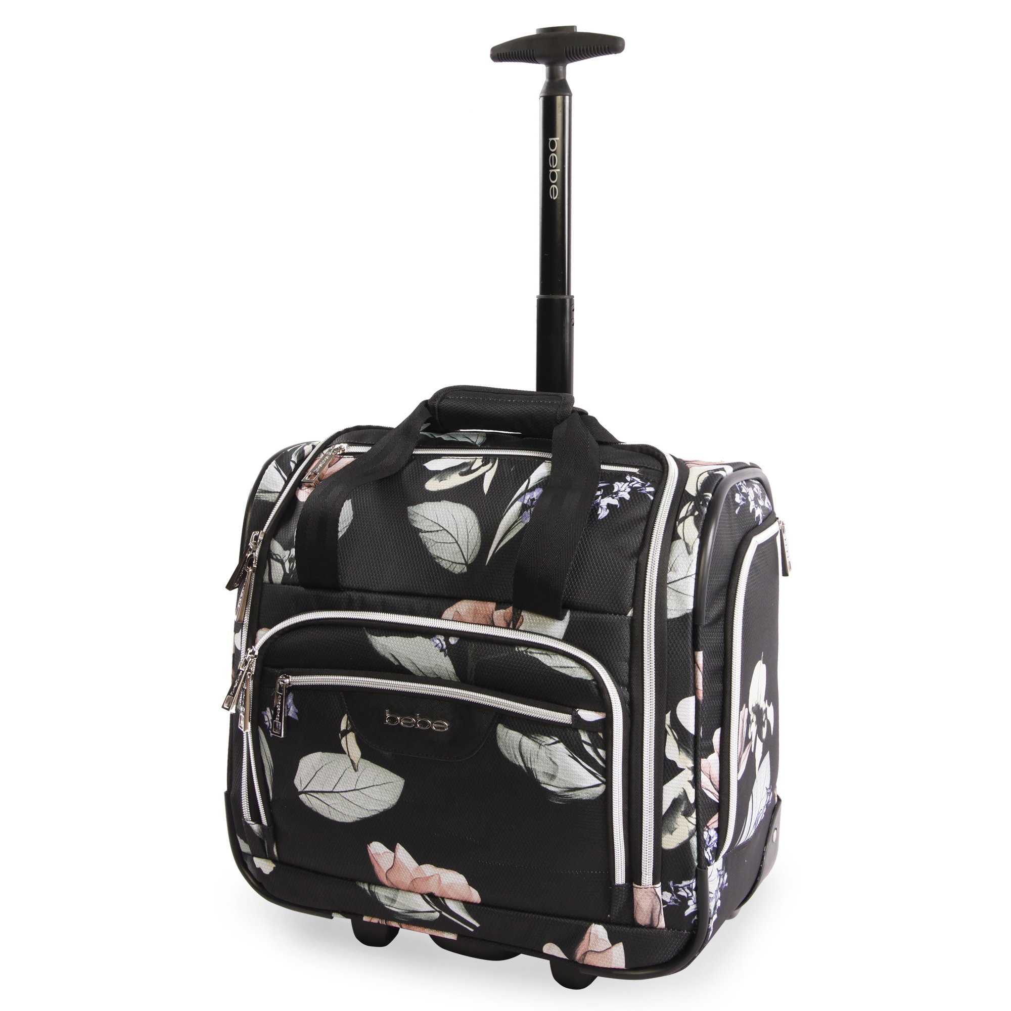 BEBE ValentinaWheeled Under The Seat Carryon Bag, Floral Black, ONE