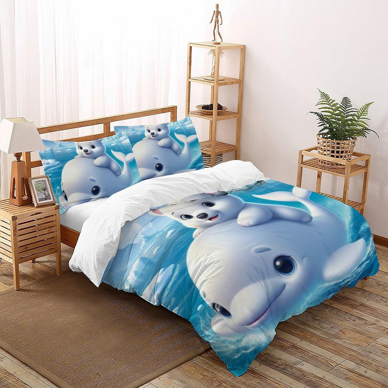 Housse de couette ours polaire 3D grand lit pour une ambiance de chambre cocooning et hivernale
