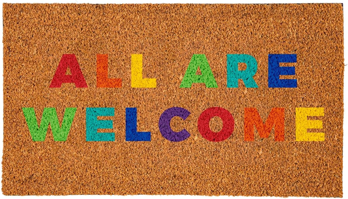 Evergreen Flag Love Pride Rainbow Doormat | Indoor and Outdoor Entryway | 28 x 16 Inches | Non Slip Back | Welcome Floor Mats | Muddy Dog Paws | Front Door Entrance Home Decor