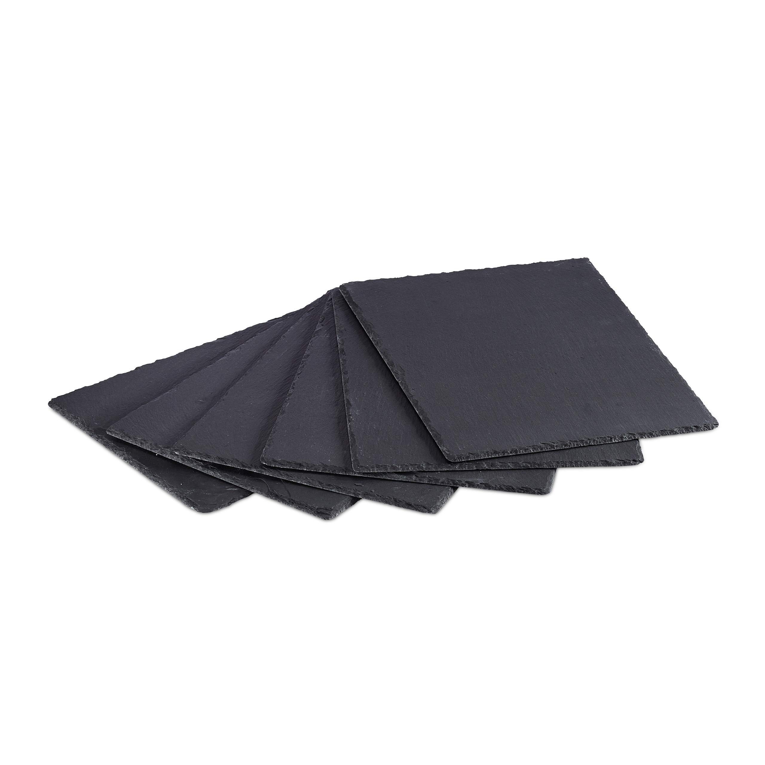 Relaxdays Set de 24 bandejas de pizarra, Platos para servir comida, Decorativo, 30 x 40 cm, Antracita