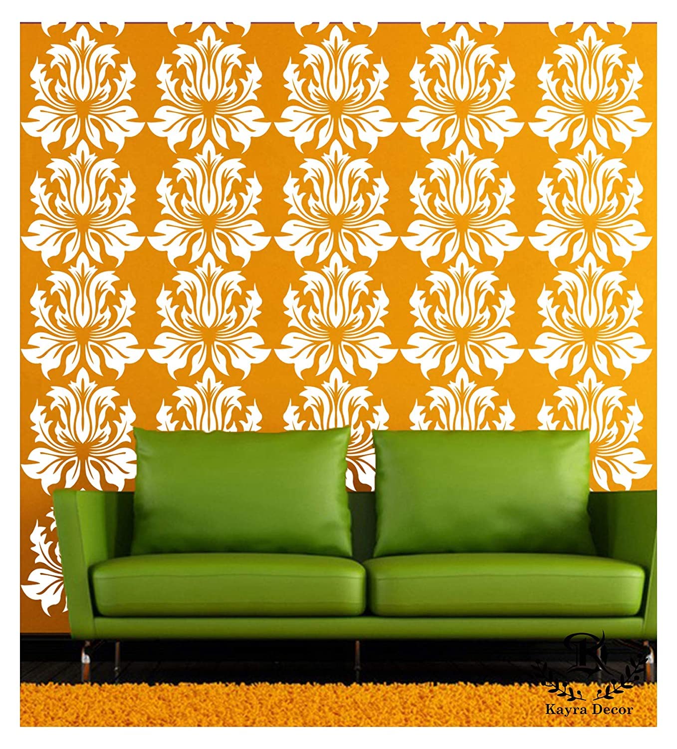 Kayra Decor Damask Stencils for Wall Painting - Pack of 1, 16 inch x 24 inch - (KHS347) (B079N9SBQ4) Amazon Price History, Amazon Price Tracker