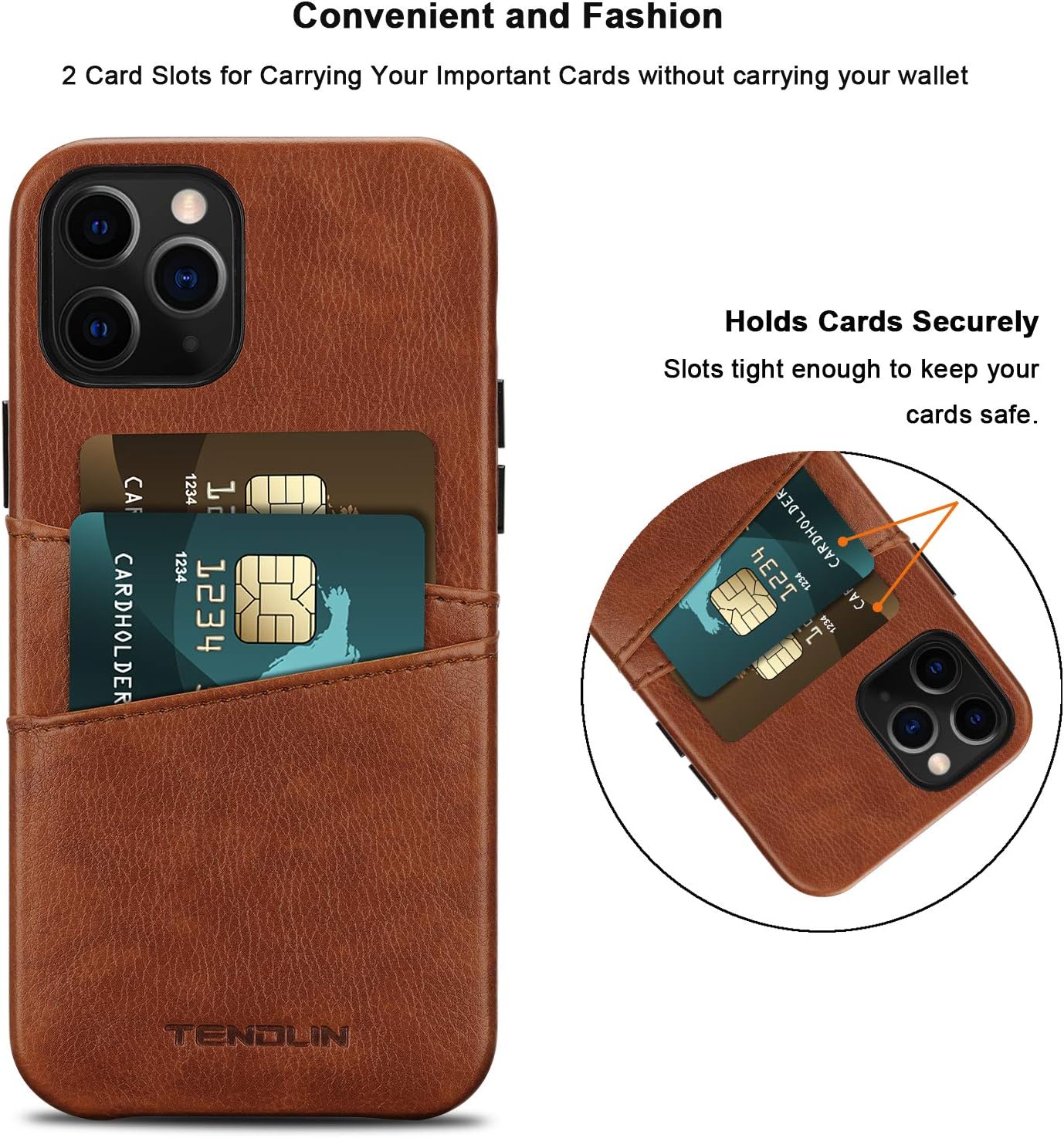 TENDLIN Compatible with iPhone 12 Pro Max Case Wallet Design Premium Leather Case with 2 Card Holder Slots (Brown)
