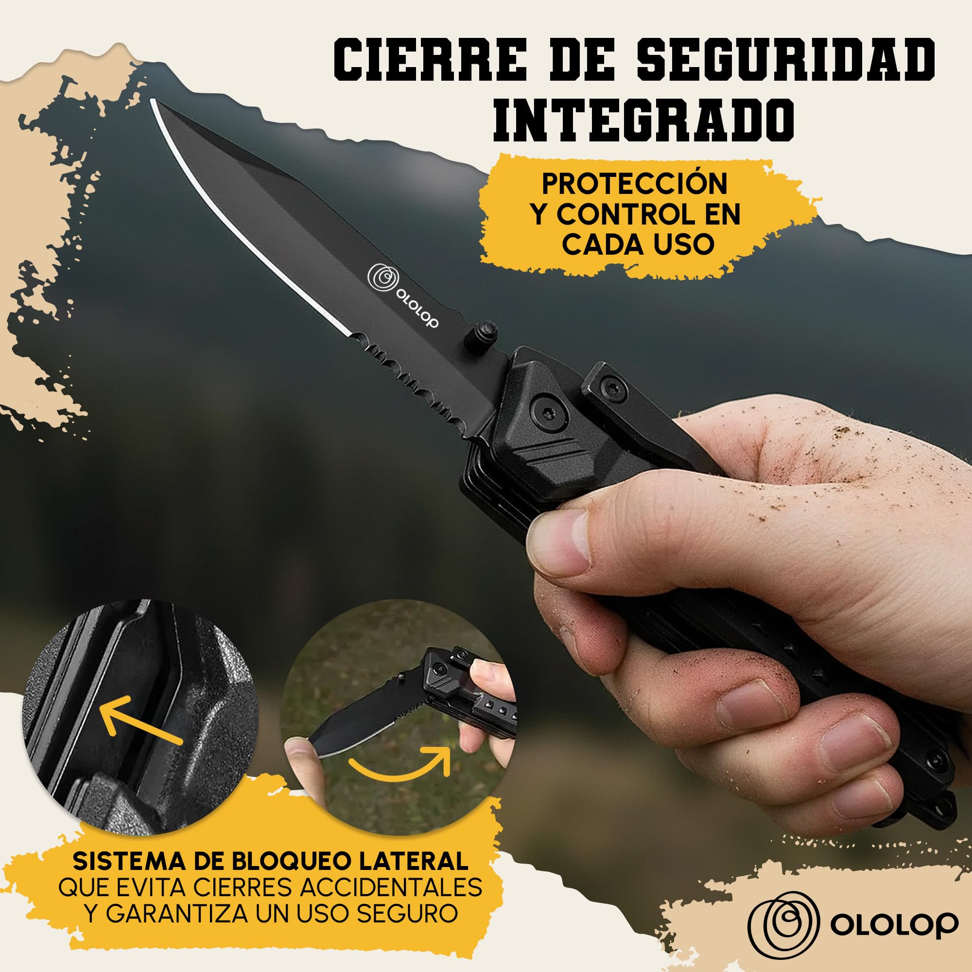 Navaja Multiherramienta 23 en 1 con Funda para Cinturón, Pedernal y Silbato — Acero Inoxidable Resistente para Camping, Senderismo y Emergencias | Ololop® - 5