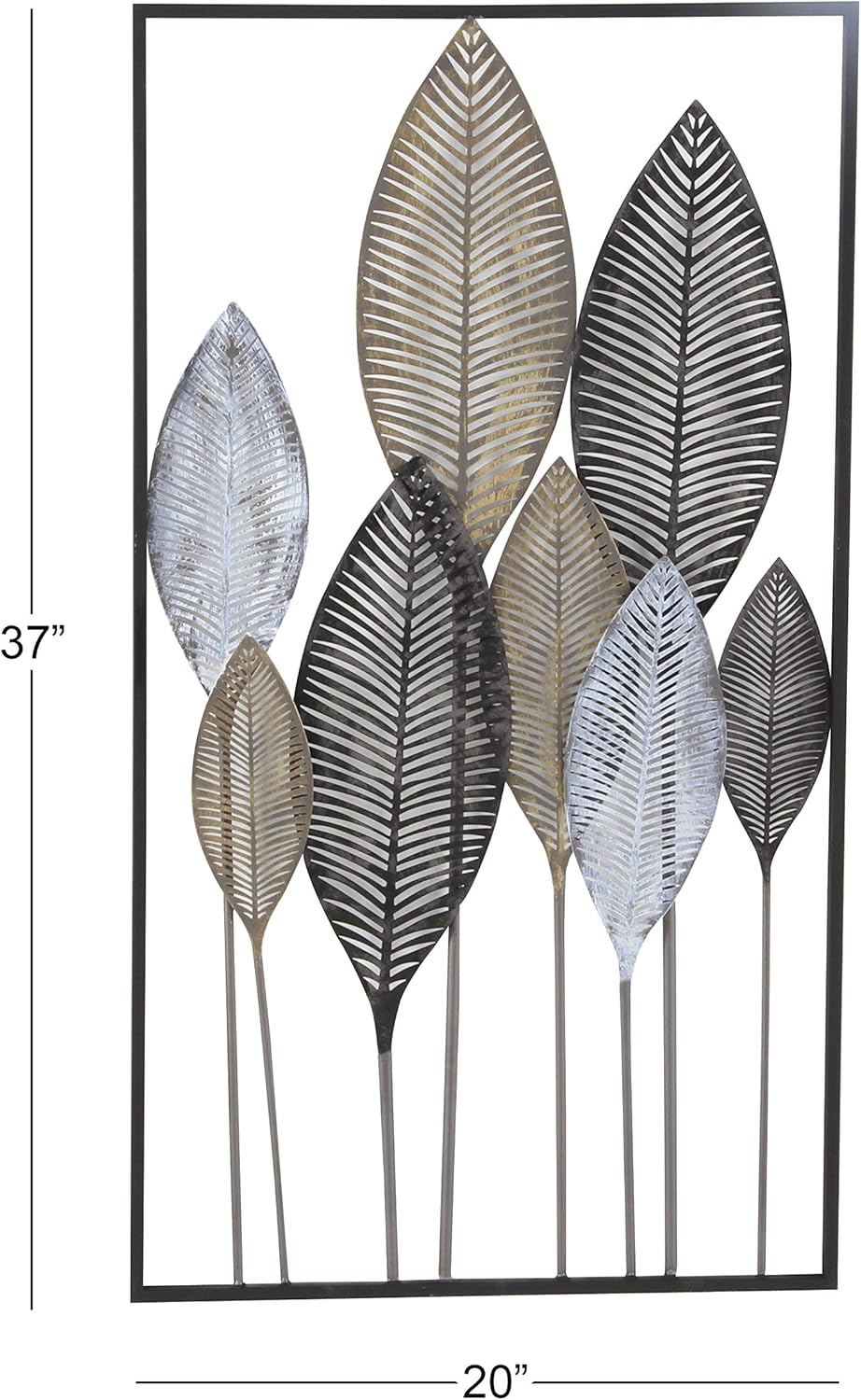 Deco 79 Metal Leaf Home Wall Decor Tall Cut-Out Wall Sculpture with Intricate Laser Cut Designs, Wall Art 59 x 1 x 37, Bronze