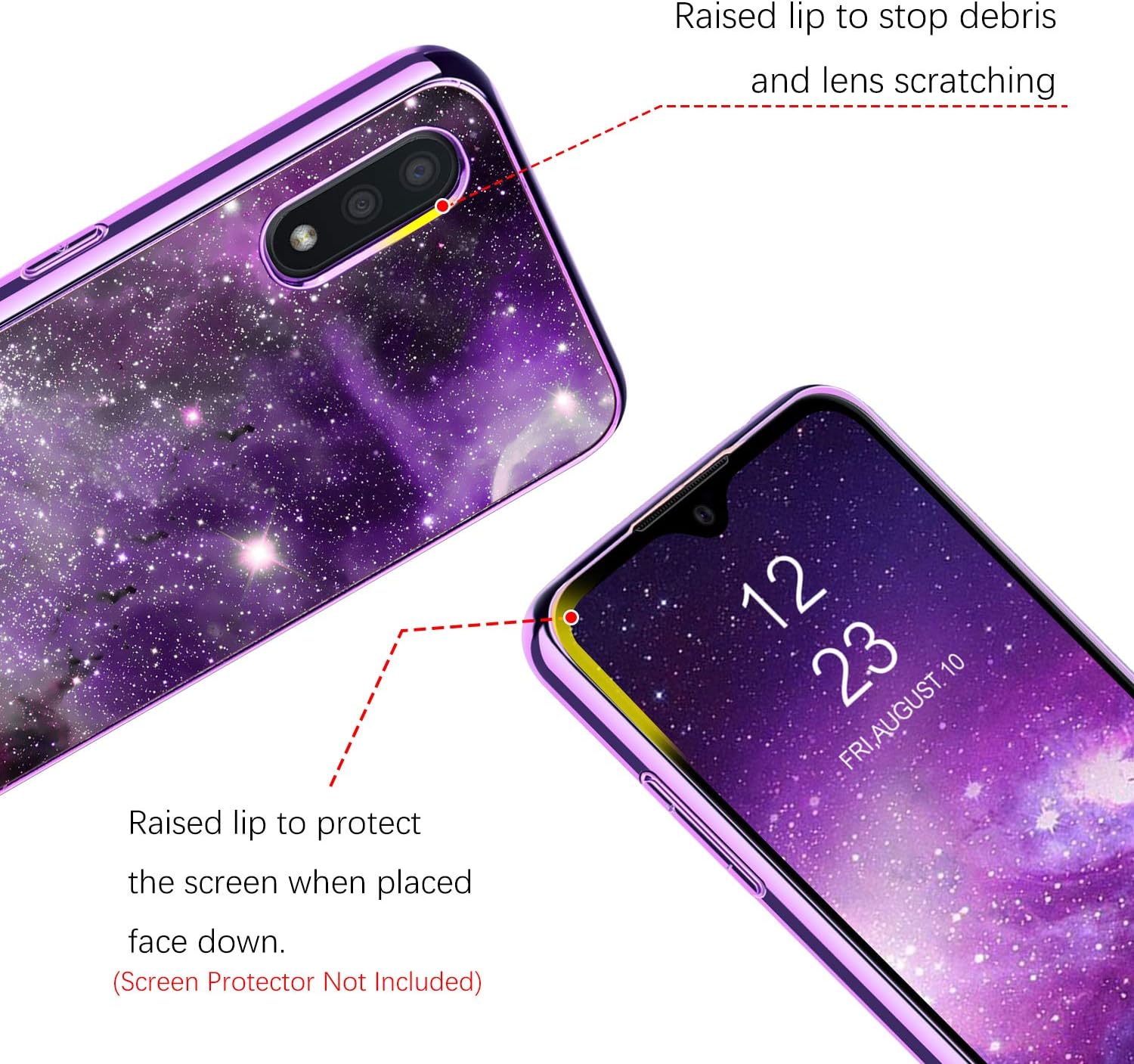 BENTOBEN Samsung Galaxy A01 Case, Glow in The Dark Shockproof Hybrid Hard PC Soft TPU Bumper Anti Scratch Sturdy Non Slip Protective Phone Cover for Samsung Galaxy A01 5.7inch 2020, Nebula