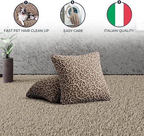 Miniatura 4 de PAULATO BY GA.I.CO. Juego de 2 fundas de almohada de 18 x 18 pulgadas, fundas de algodón elásticas de algodón, duraderas y fáciles de limpiar,