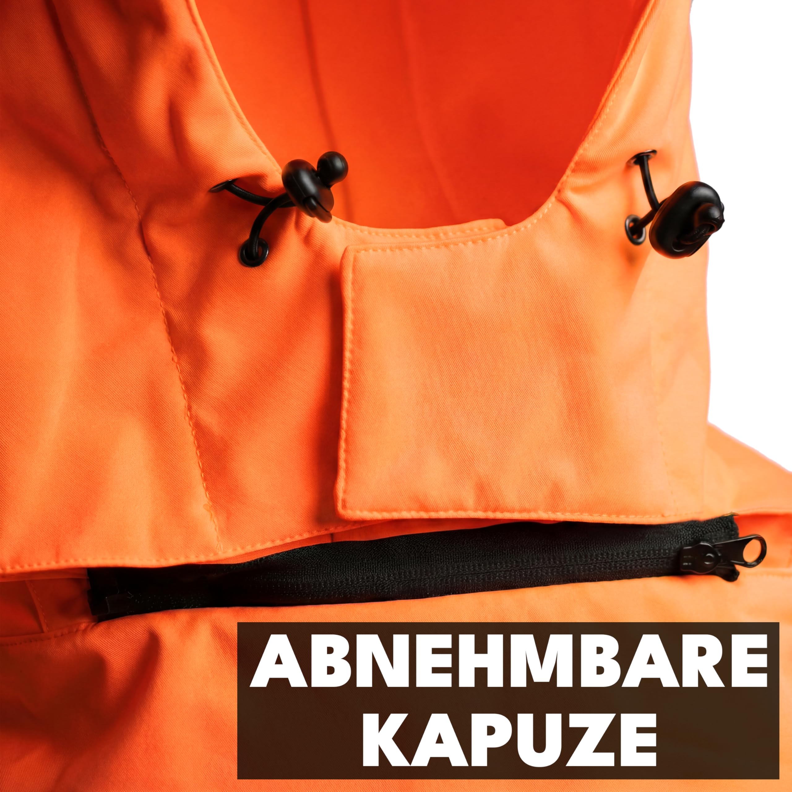 ACE Neon Chaqueta de alta visibilidad: resistente chaqueta softshell de advertencia con reflectores y capucha desmontable - EN ISO 20471 - Naranja