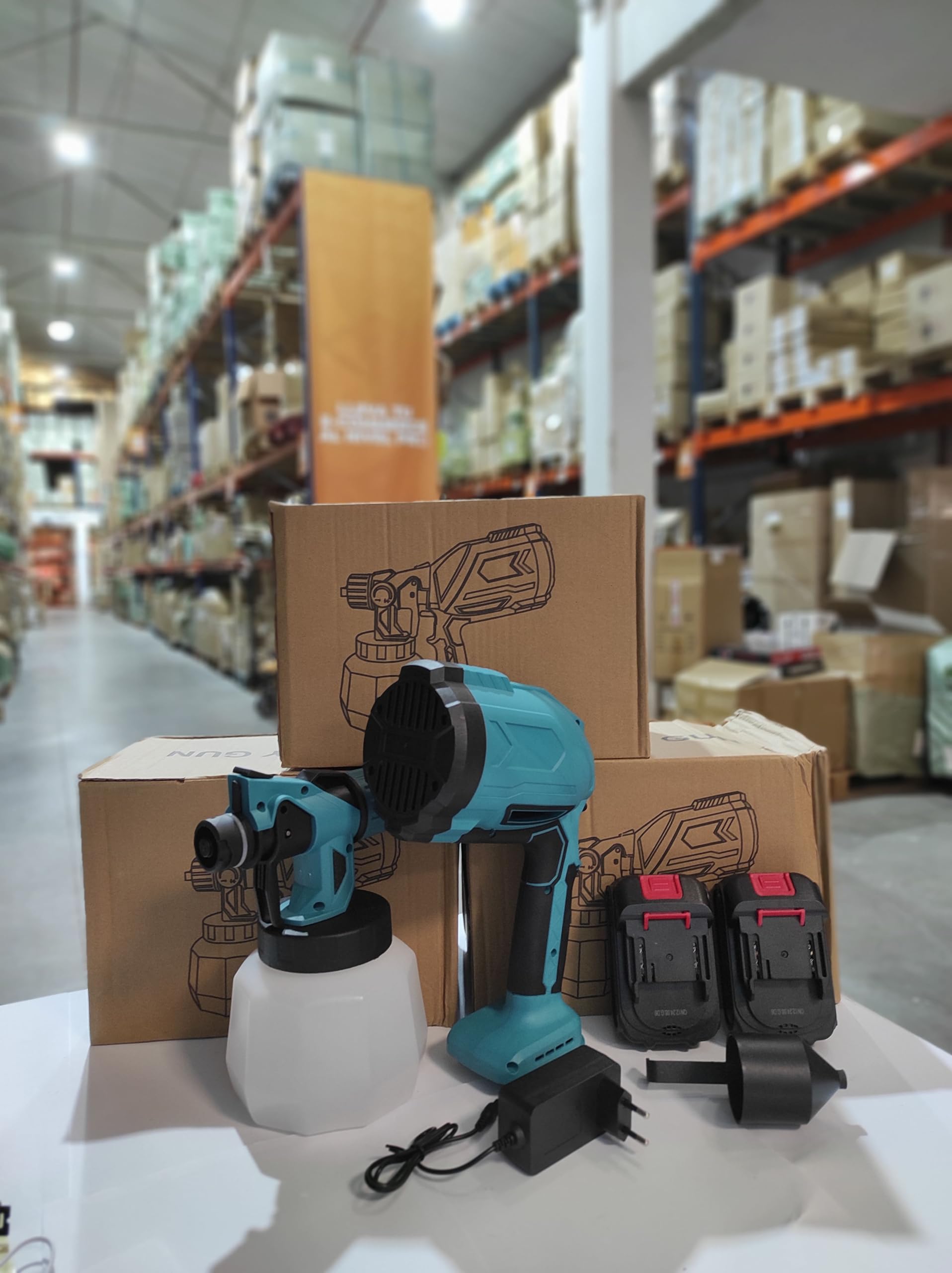 MayMax Pistola de Pintar Electrica Inalambrica con Doble Bateria - Pulverizador de Pintura Portatil Recargable para Paredes Muebles Vallas Interior y Exterior