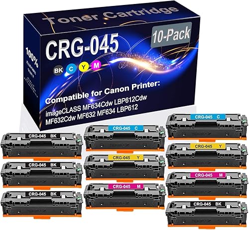 Paquete de 10 cartuchos de tóner láser compatibles con imageCLASS MF634Cdw LBP612Cdw MF632Cdw MF632Cdw MF632 MF634 LBP612 (alta capacidad), repuesto