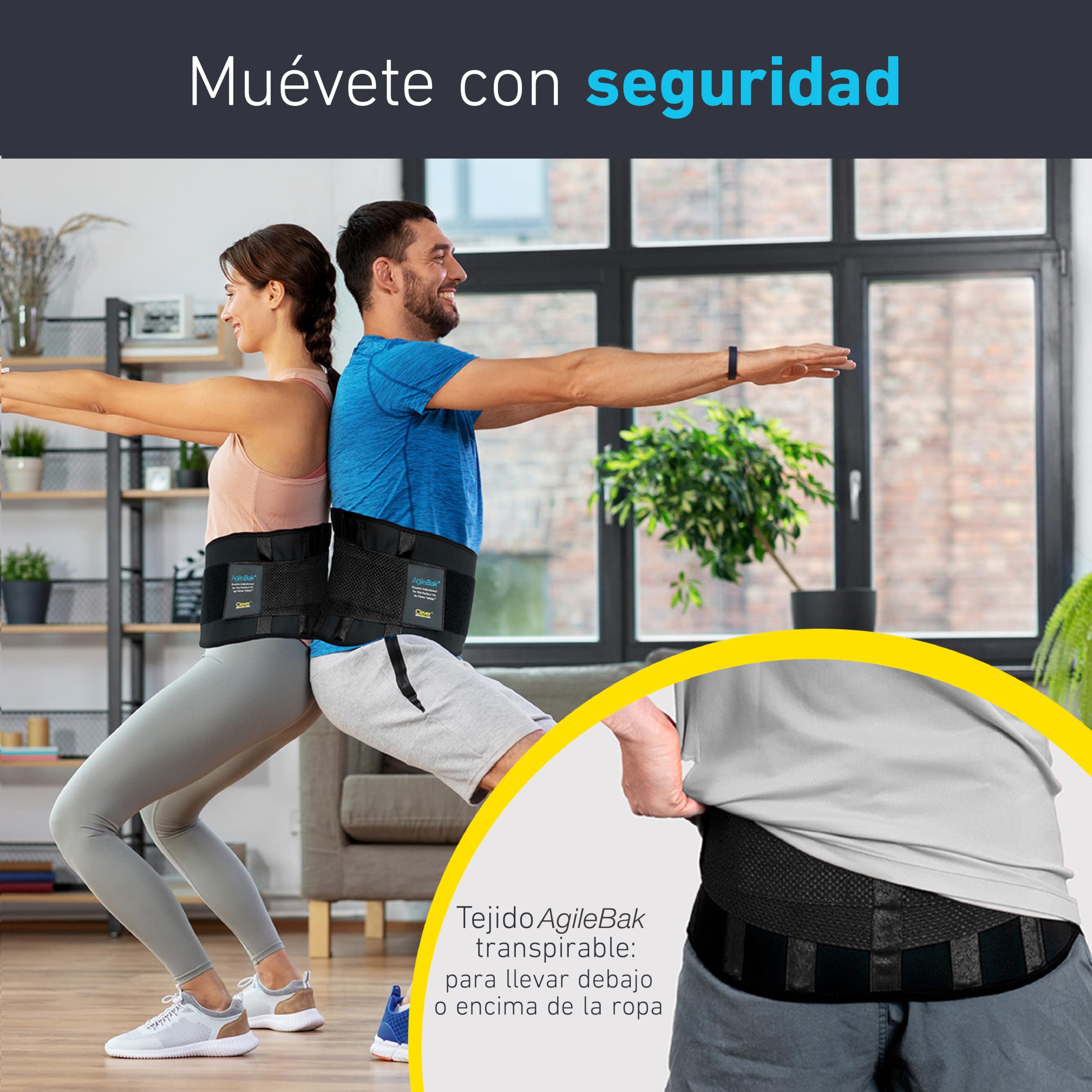 Clever Yellow Faja Lumbar para Hombre y Mujer - Soporte Ajustable | Incluye 1 faja lumbar ajustable talla XXL con 7 soportes, 4 refuerzos y doble ajuste para hombre y mujer.