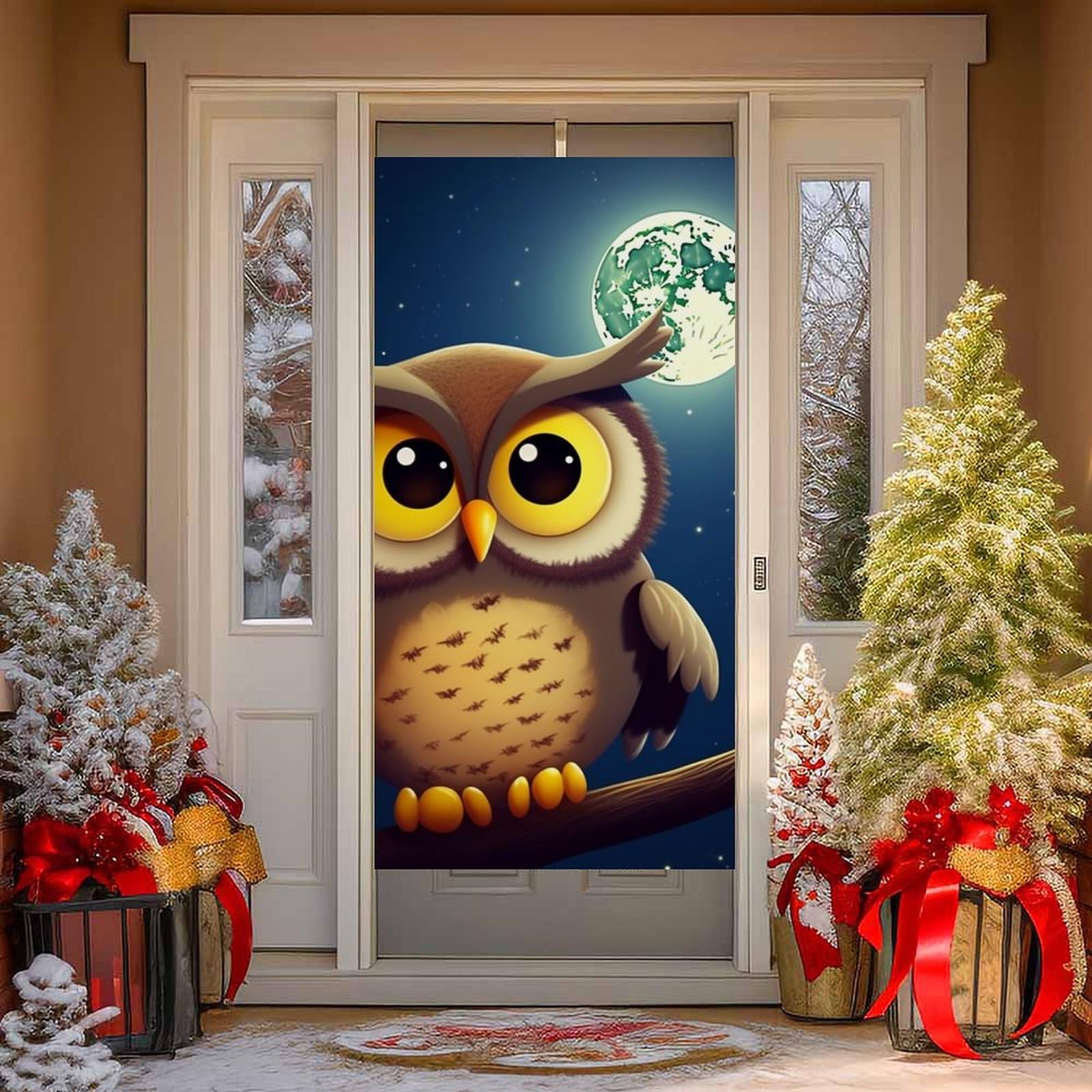 NTVOWPZO Owl and Yellow Moon Door Curtains for Doorway Privacy Dividers Door Banner Blackout Curtains Fabric Door Window Curtain for Home Bedroom Kitchen Decor 35.4x70.9 in Decorative Banner