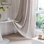 Boho Curtains with Tassel,Bohemian Curtains for Bedroom Living Room,Linen Semi Blackout Window Curtain Farmhouse Curtains Home Decor (Oat Beige, 52" W x 84" L 1 Panel)