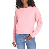 Womens Solid Cable Crewneck Bobbi Pullover Sweater