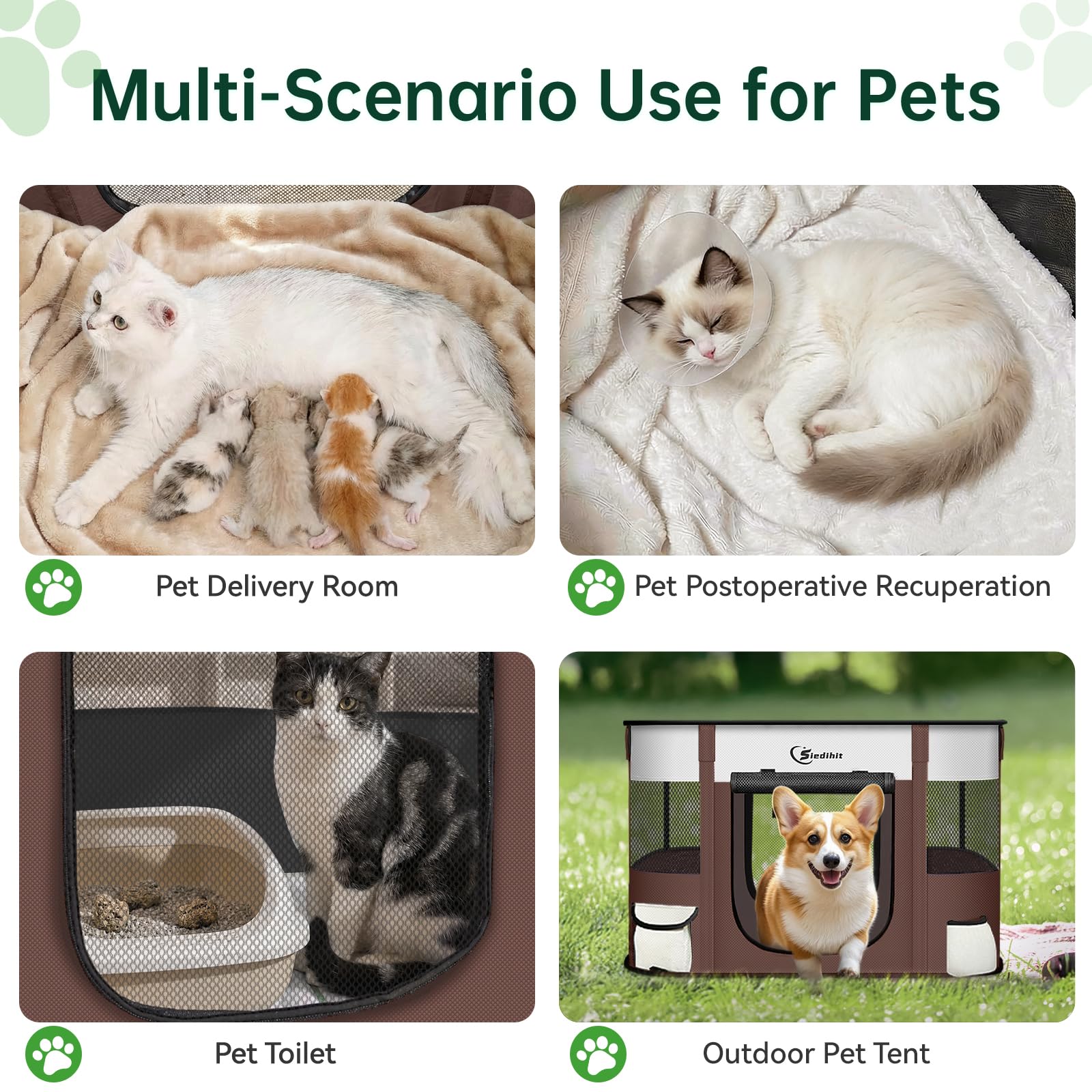 Box per cani marroni per animali domestici, tenda pieghevole per gatti di medie dimensioni, gabbia portatile per esercizi, copertura impermeabile e traspirante, per interni ed esterni, viaggi