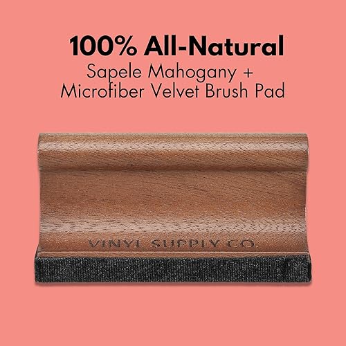 Vista 30 de Almohadilla de terciopelo para cepillos, kit de cuidado de vinilo de madera 100% natural, cepillo para discos de vinilo de pelo de cabra