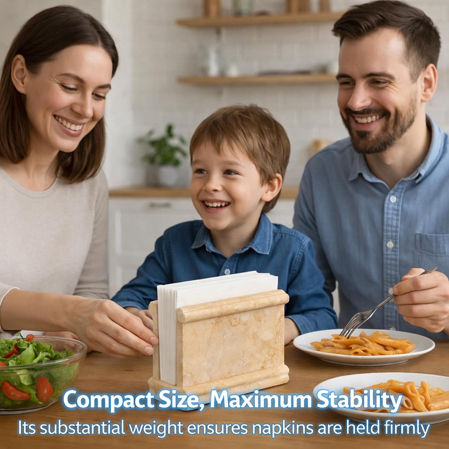 Luxury Handcrafted Natural Marble Napkin Holder – Solid Champagne Beige Stone, Elegant & Heavy-Duty, Perfect for Dining Table, Kitchen, Restaurants & Outdoor Gatherings