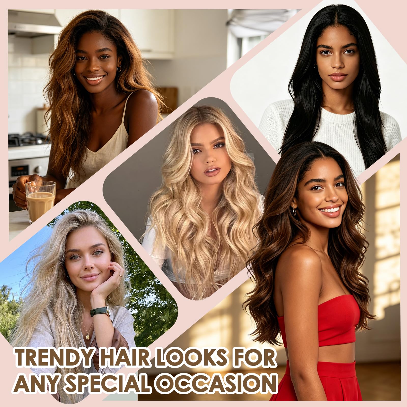 TESS Extensión de cabello humano liso 12RP613R# Marrón claro/rubio claro, 1 paquete (100 g), trama cosida, cabello humano, extensiones pelo natural para mujer, human hair bundle 55cm