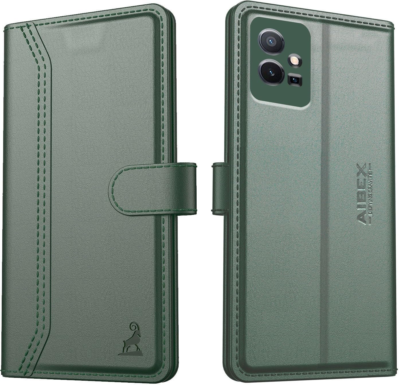 AIBEX ® Vivo T1 5G / Vivo Y75 5G / iQOO Z6 5G Flip Cover Leather Finish | Inside TPU with Card Pockets | Wallet Stand | Complete Protection Flip Case Green (B09RTJ5Y9D) Amazon Price History, Amazon Price Tracker