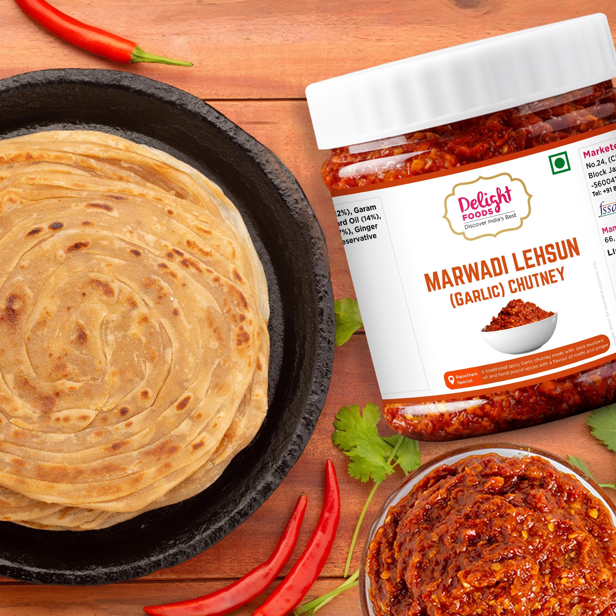 Delight Foods Rajasthani Marwari Lehsun Chutney 300g | Tangy and Spicy Garlic Pickle | Traditional Rajasthani Achaar | Made in Pure Mustard Oil 3