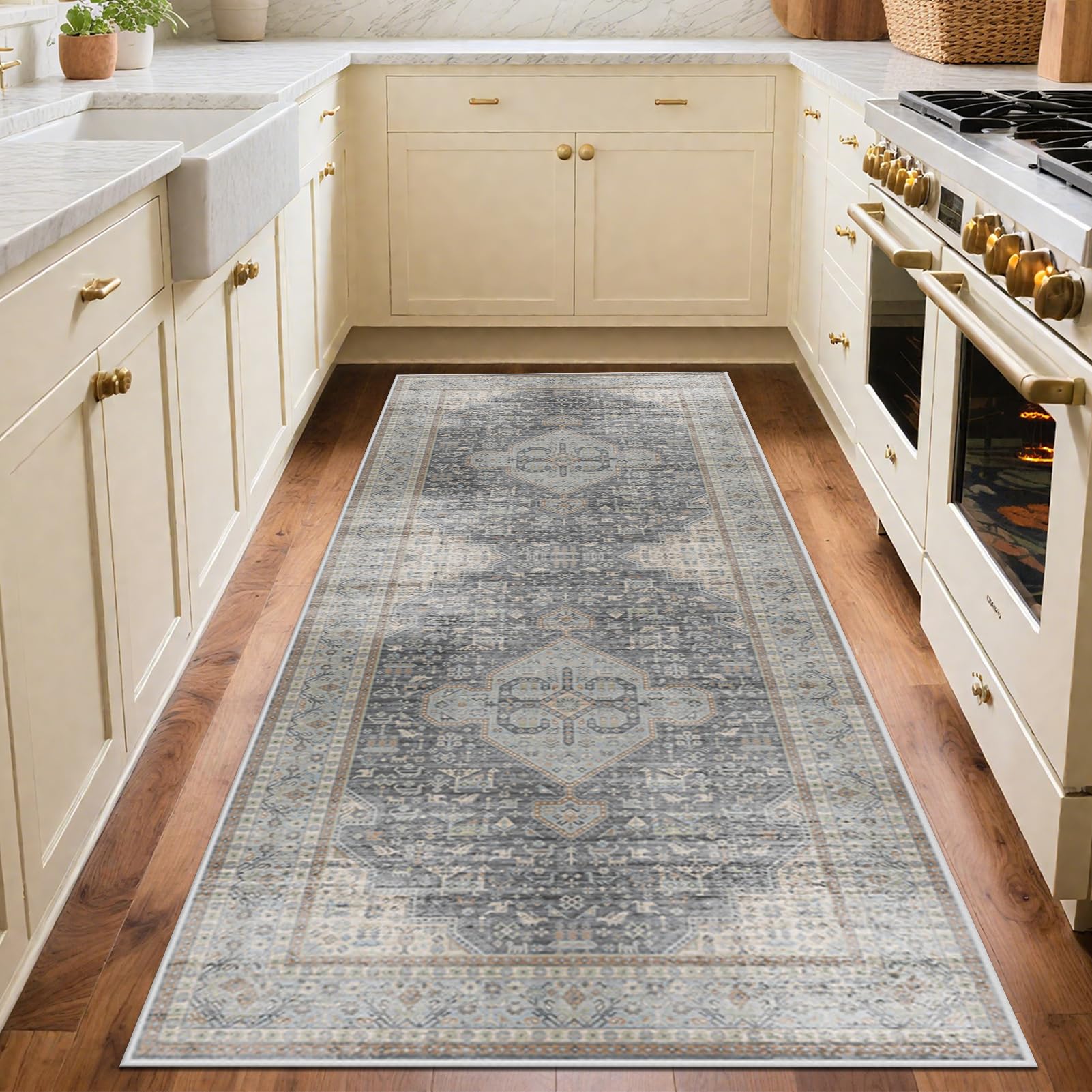 Teppich Läufer Flur 120 x 200 cm Waschbarer rutschfest Pflegeleicht Teppiche für Küchen Flur Eingang Waschküche Schlafzimmer Benutzerdefinierte Langen Flurteppiche Meterware