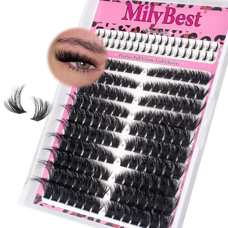 MilyBest Cílios Postiços em Tufo Fox Eye com Curvatura D, 10–18 mm, com Cílios Inferiores