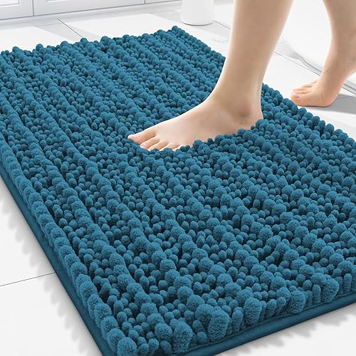 Miniatura 44 de Smiry Alfombras de Baño 24 x 16 pulgadas, Tapetes de Baño de Chenilla Extra Suaves y Absorbentes, Respaldo de Goma Antideslizante, Lavable a Azul