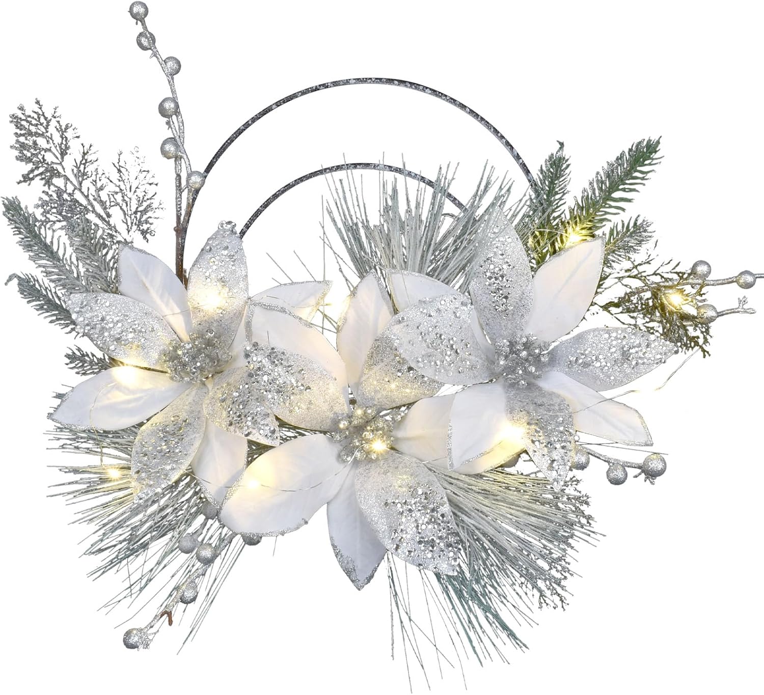 Christmas Wreaths with Led for Front Door Outside Decor, 24