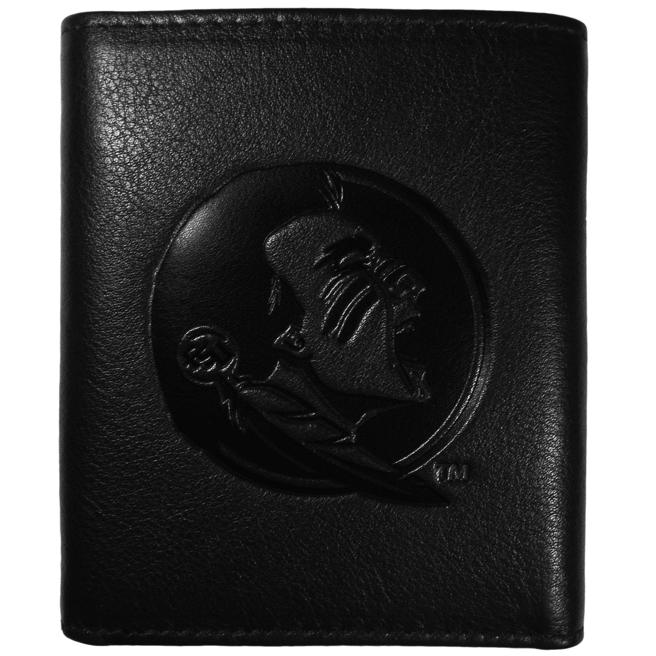 NCAA Siskiyou Sports Mens Florida State Seminoles Embossed Leather Tri-fold Wallet One Size Black