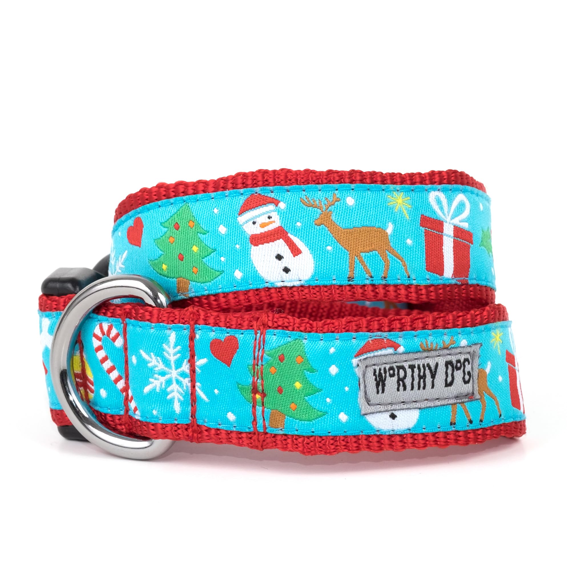 Collier réglable pour chien The Worthy Dog bonhomme de neige bleu