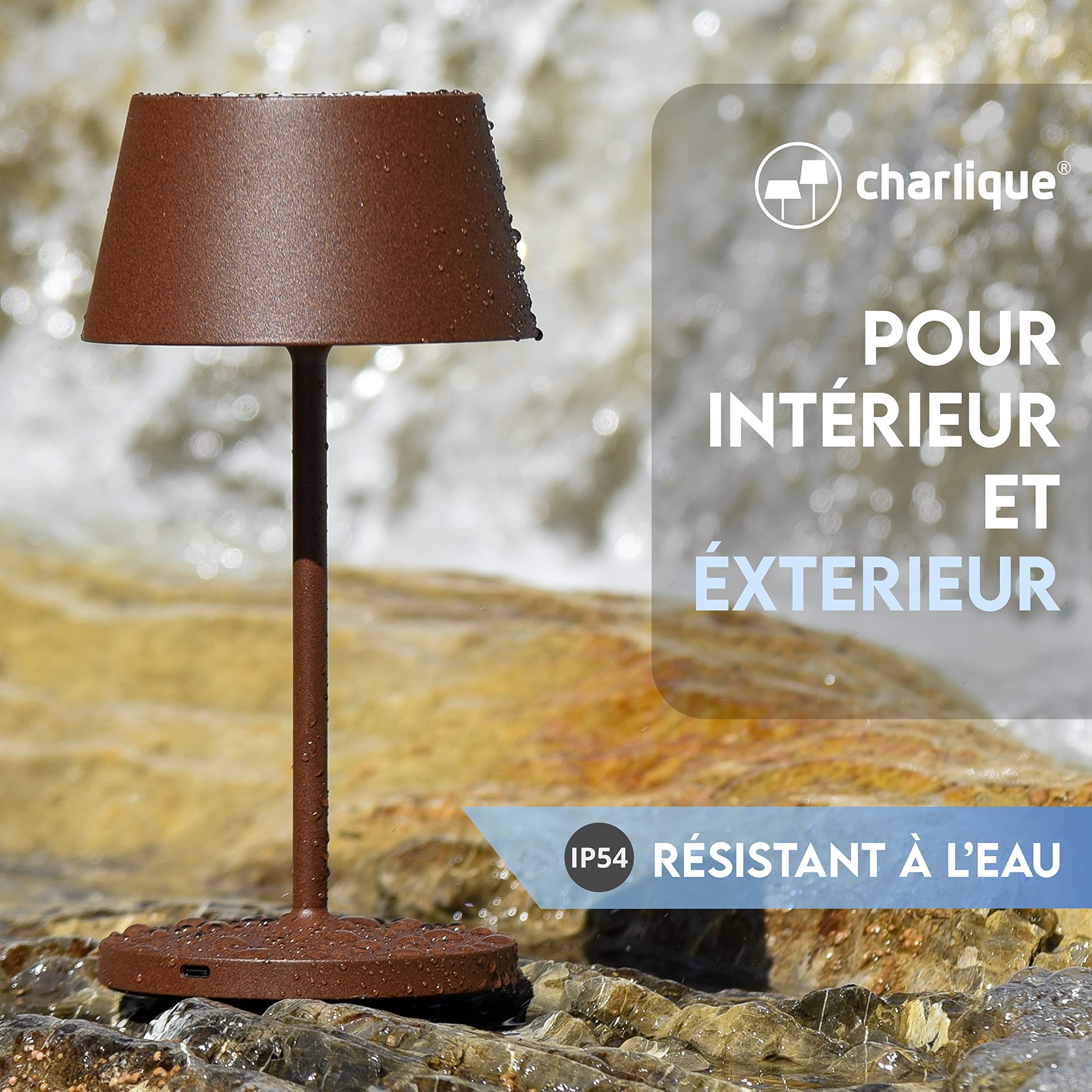 Dinner Light 2 mini - Lampe de table design en marron– lumière LED sans fil rechargeable puissante – lampe USB portable et dimmable - pour l'intérieur et l'extérieur