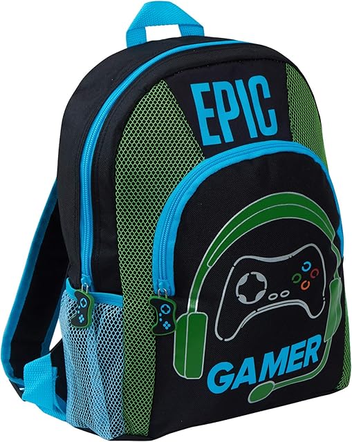 Epic Gamer Boys Backpack Kids Teens Adults Travel School Gaming Bag Rucksack with Bottle Holders