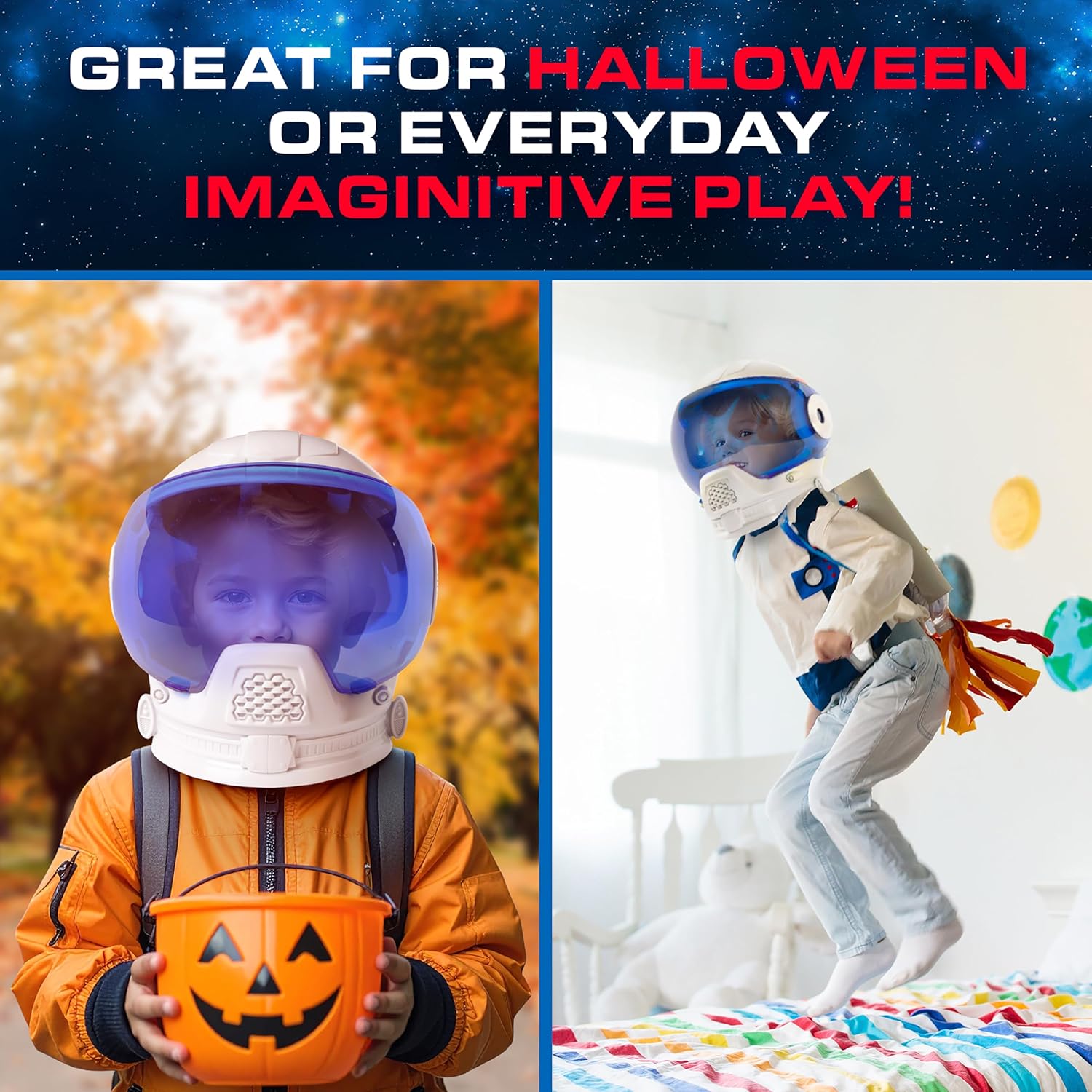NASA Astronaut Helmet Halloween Costume Accessory for Kids – Wearable Space Helmet with Foam Padding, Sticker Sheet & Learning Guide, Easy Assembly, Great for Dress Up and Imaginative Play - Image 5