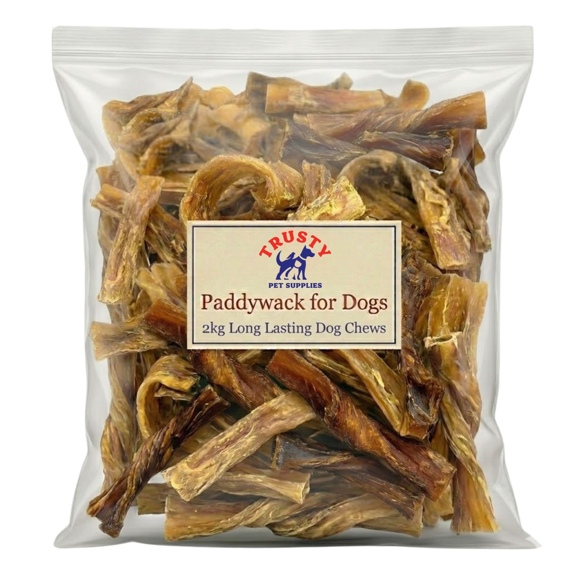 Paddywack for Dogs 2kg | 100% Natural Dog Chew | Long Lasting Dog Chew | Hypoallergenic & Grain Free Dog Treat | High Protein Healthy Dog Treats | By Trusty Pet Supplies