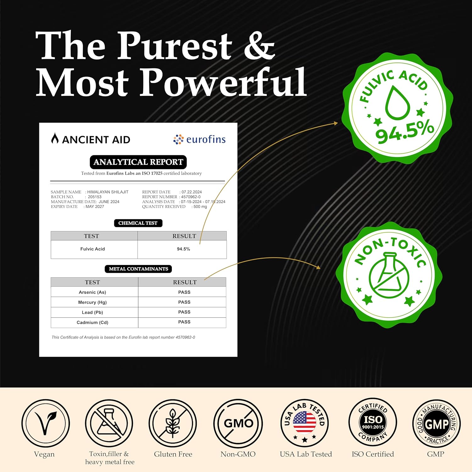 The Most Potent Shilajit – 100% Pure Organic Himalayan Shilajit Resin | 90%+ Fulvic Acid 87+ Trace Minerals | Maximum Strength for Men & Women | Supports Energy & Focus | 60 Servings | USA Lab Tested - Image 3