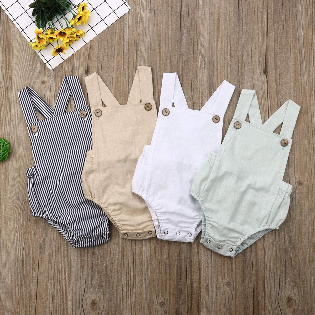 Newborn Baby 1 Piece Summer Romper Baby Girl Boy Solid Color Jumpsuit Sleeveless Backless Overalls Outfits - Image 5