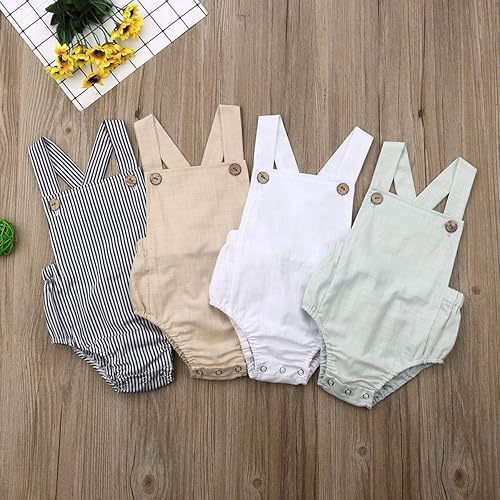 Miniatura 7 de Mameluco de verano de 1 pieza para bebé recién nacido, color sólido, sin mangas, sin espalda, overoles
